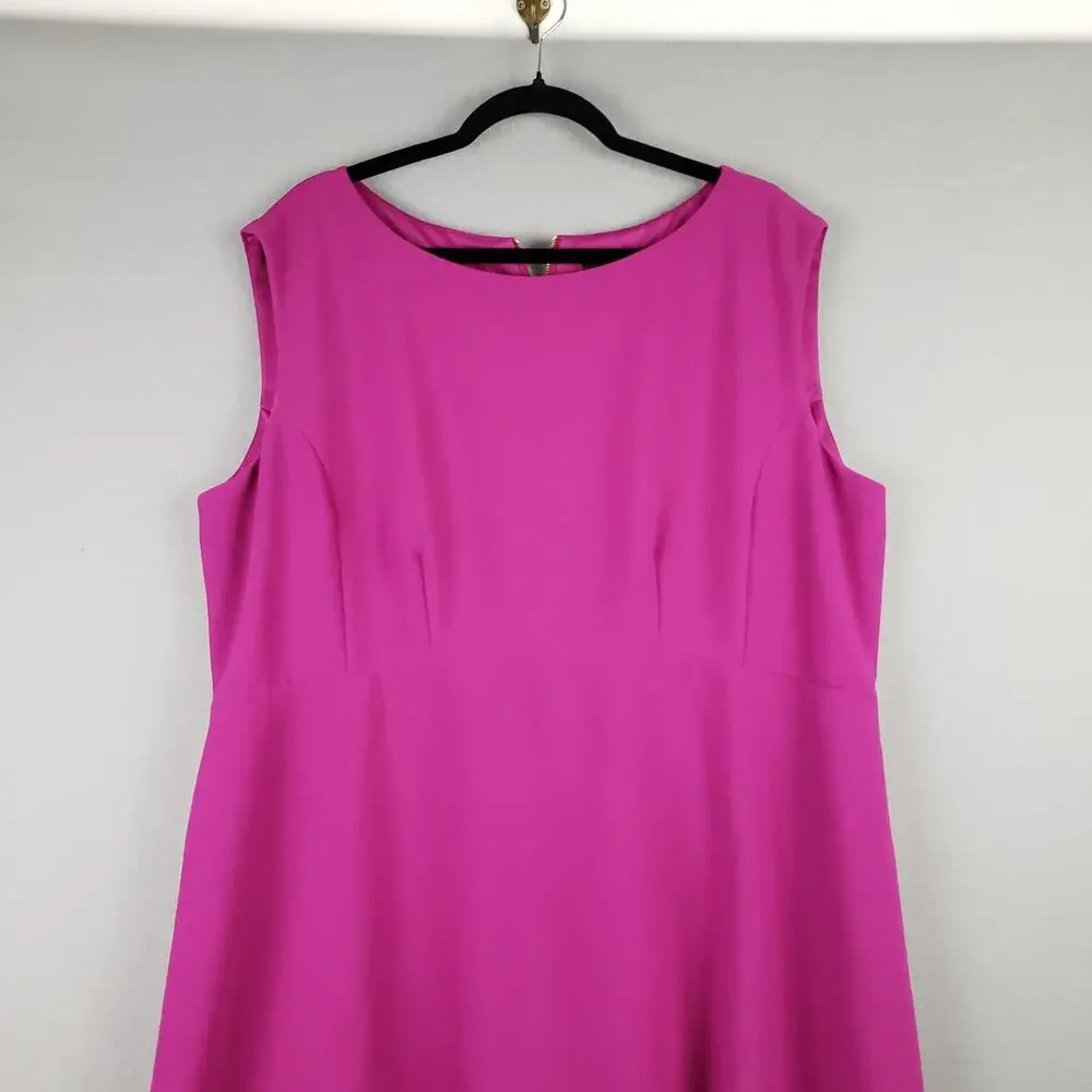 Tahari Women's Plus Size‎ 16W Sleeveless Shift Dress Magenta Pink Cocktail Party